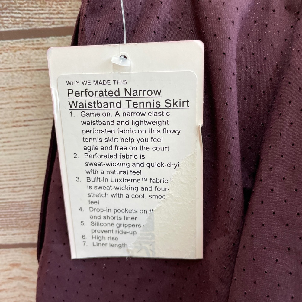 NEW WITH TAGS LULULEMON PERFORATED NARROW AISTB TENNIS SKORT - Picture 7 of 10